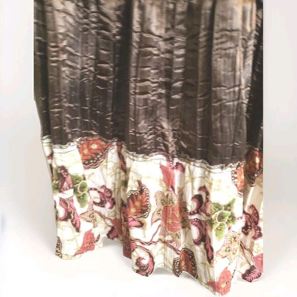 Venezia Boho Denim Skirt Women's 24 Mixed Media Western Mid Length - Picture 3 of 8